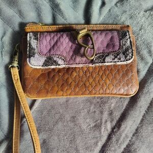 Brown and Purple Textured Women's Clutch